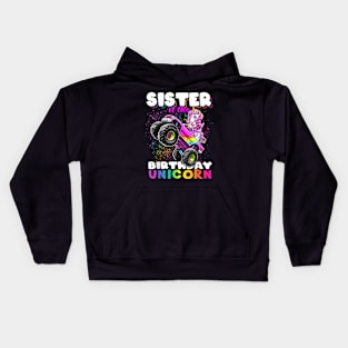 Sister Of The Birthday Unicorn Monster Truck Matching Family Kids Hoodie